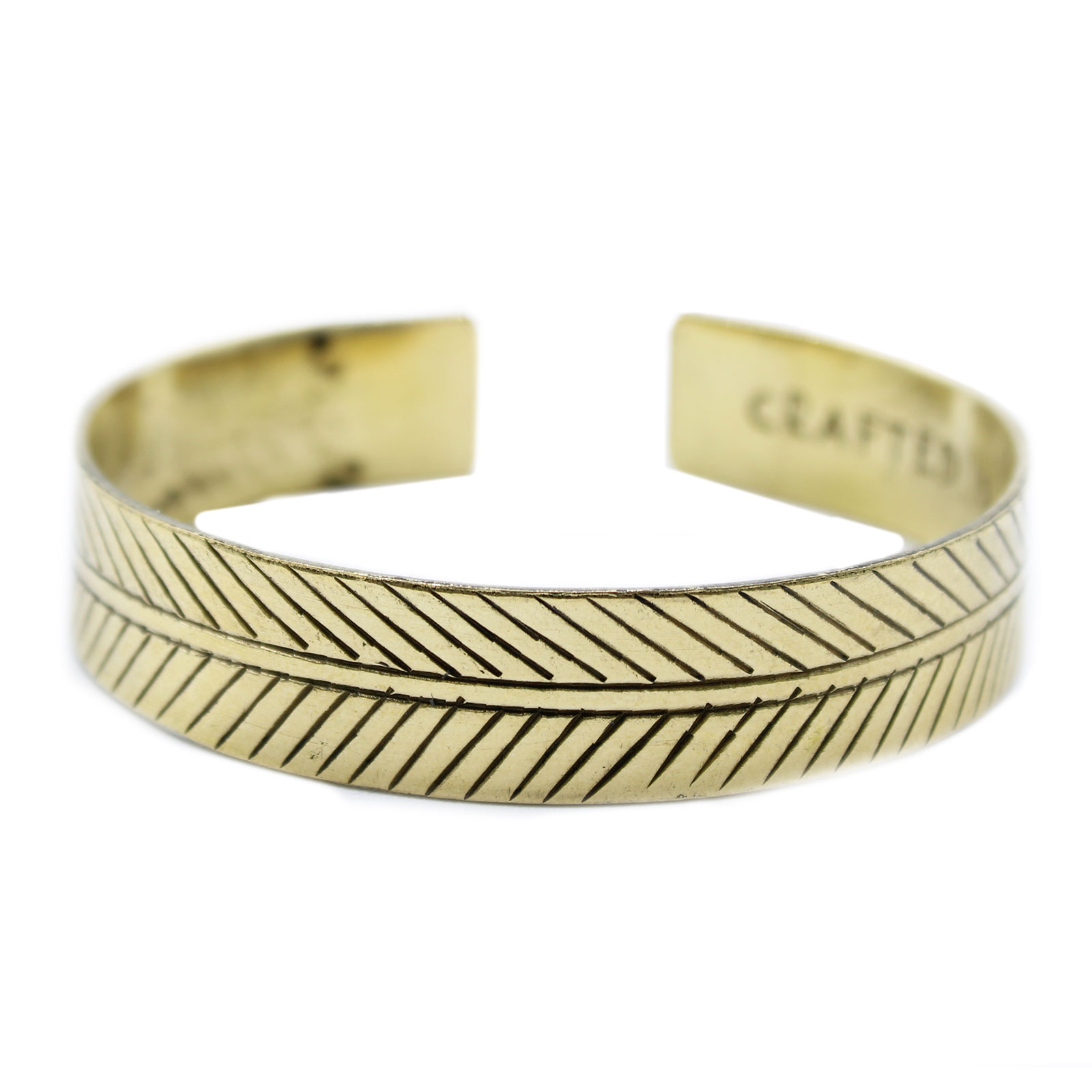 Brass Tibetan Bracelet - Wide Tribal Leaf - 1 Piece (TMB-05)