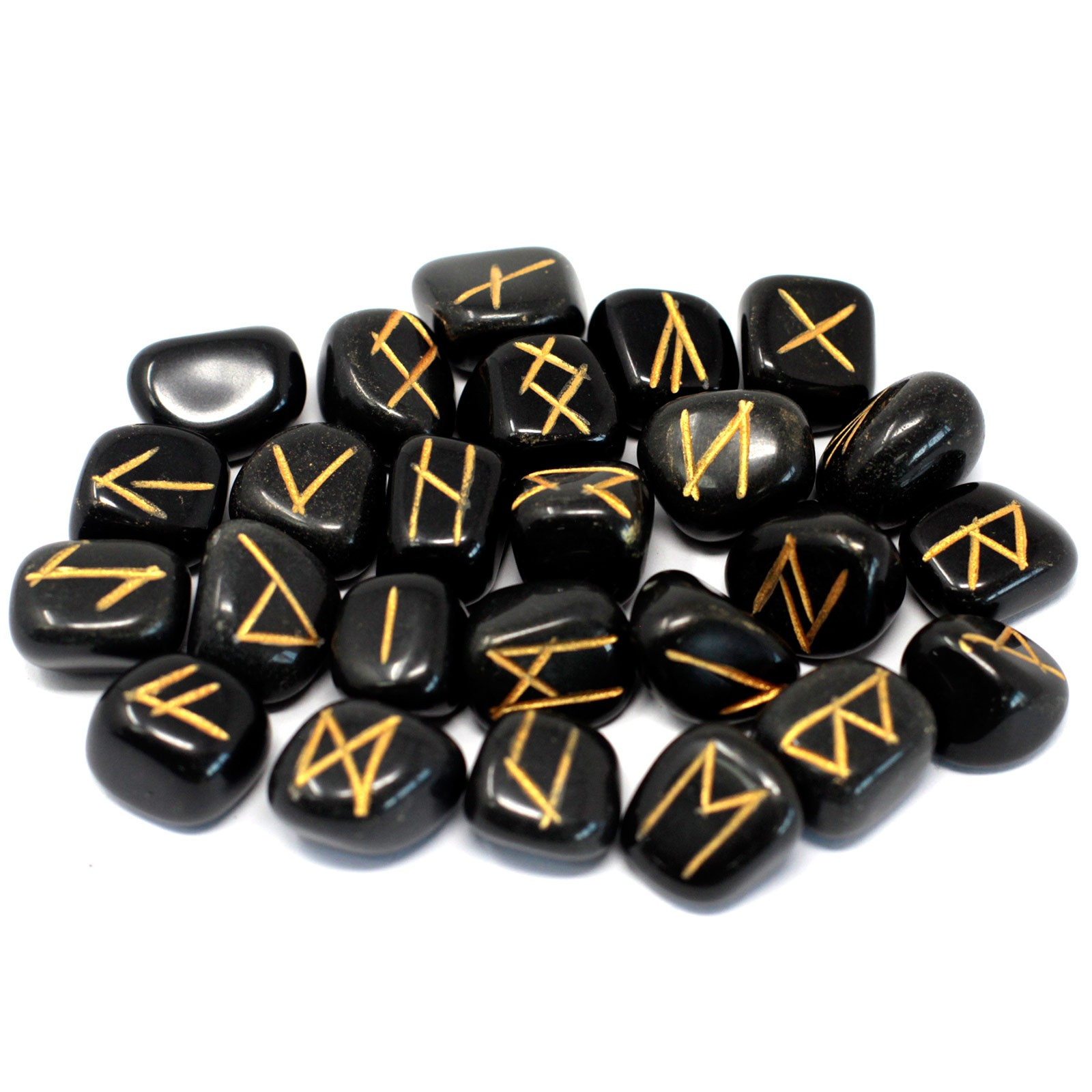 Runes Stone Set in Pouch - Black Agate - 1 Piece (Rune-09)