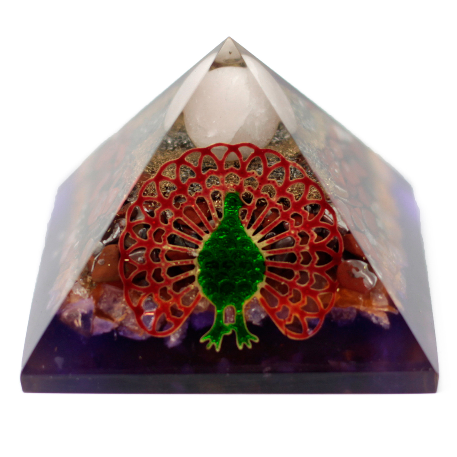 Lrg Organite Pyramid 70mm - Peacock（earth base) - 1 Piece (ORGN-13)