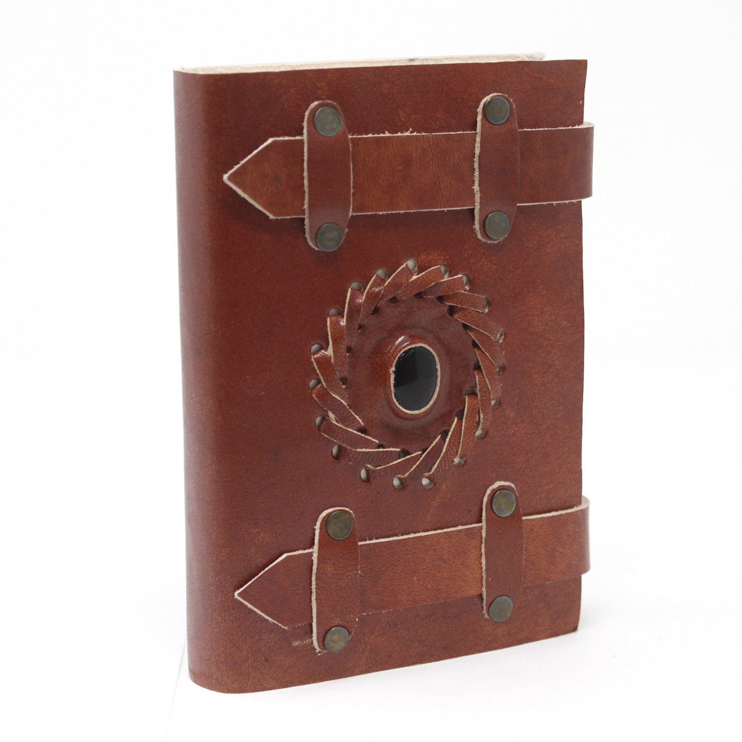 Leather Black Onyx with Belts Notebook 15x10 cm - 1 Piece (LBN-18)